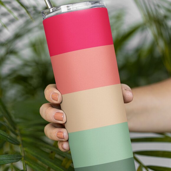 Color block Stripe Monogram 20oz Skinny Tumbler - Picture 2 of 5